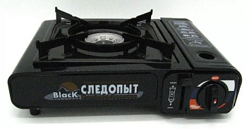 Плита газовая черн. с кольцевым пламенем через переходник СЛЕДОПЫТ Black 